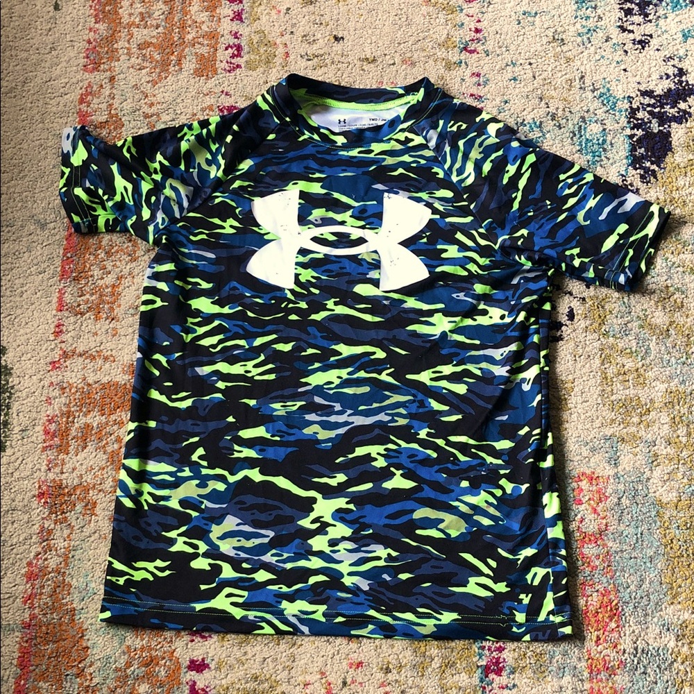 Under Armour Boys Tee Blue Camo Size M